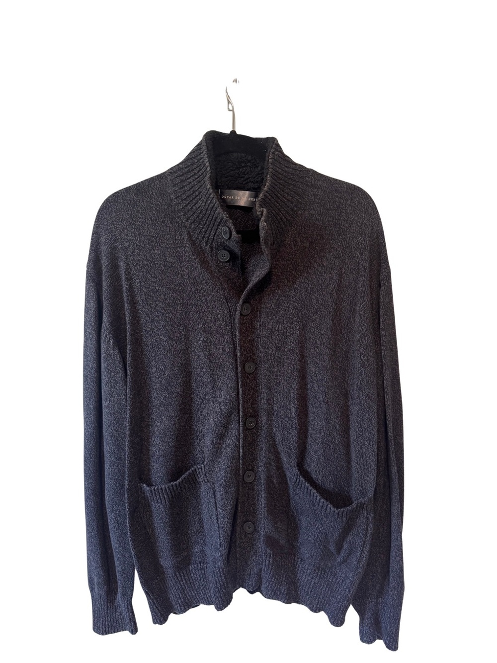 Oscar de la Renta Men’s XXL Cardigan Sweater Charcoal Gray Designer Old Money